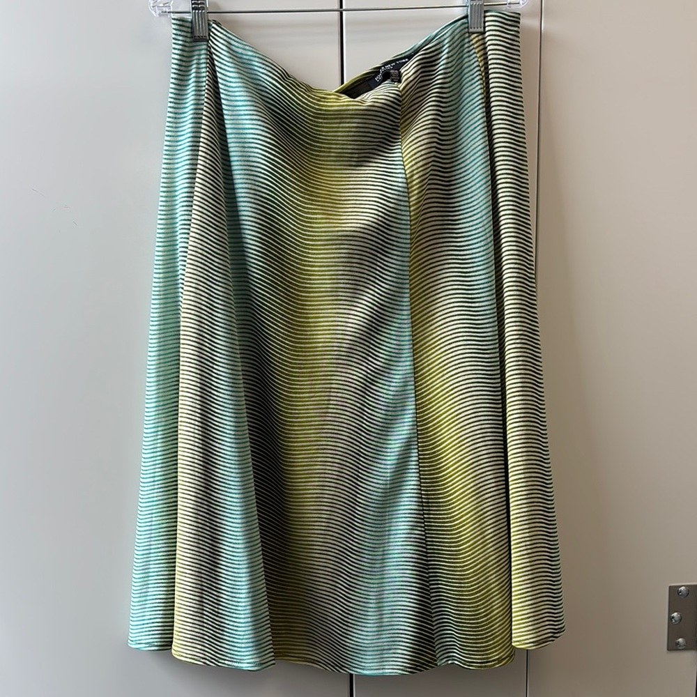 Jones New York Green and Gold Midi A-Line Skirt